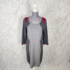 Cynthia Rowley Colorblock 100% Merino Wool Round Neck Sweater Dress